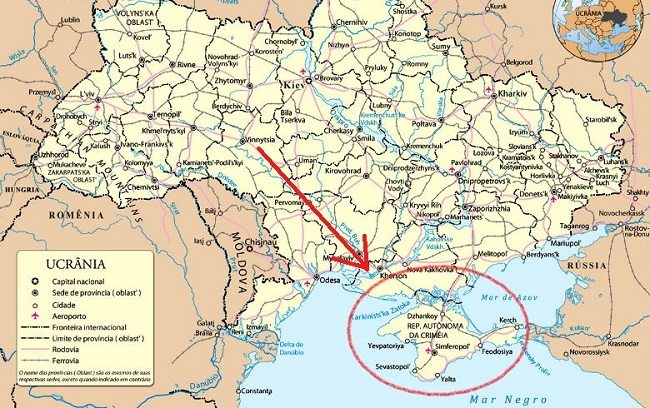 ucrânia ocorre na Crimeia Rússia mapa geografia