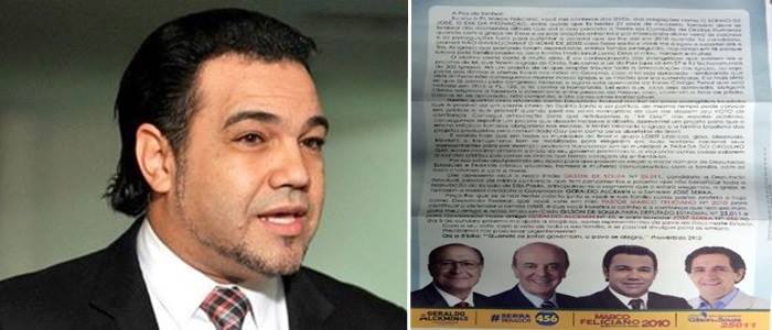 Panfleto homofóbico de Feliciano tem Alckmin e Serra