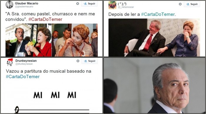Carta Michel Temer Dilma memes