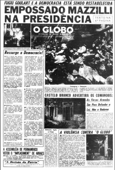 editorial de O Globo golpe militar de 1964