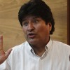 Bolivian President Evo Morales talks to the media