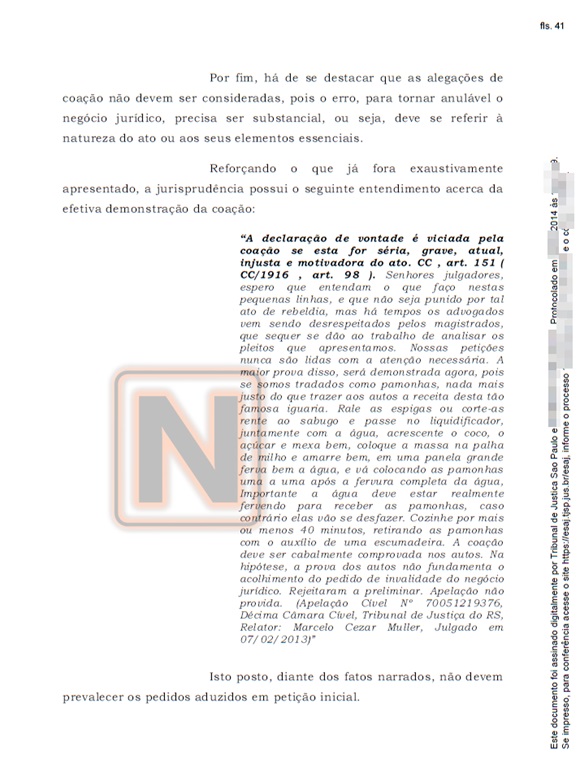 Advogado escreve receita de pamonha juiz não lê os autos