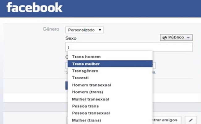 facebook redes sociais gênero trans homossexual