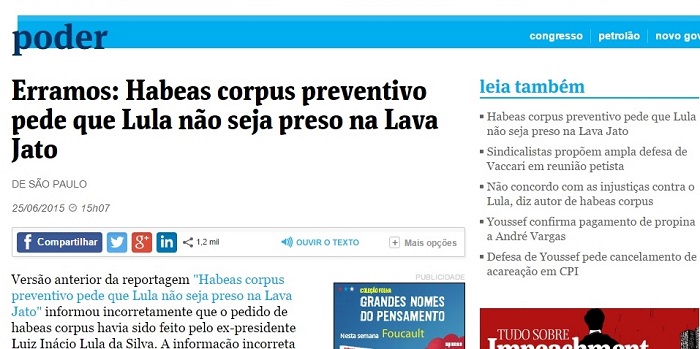 habeas corpus lula folha caiado