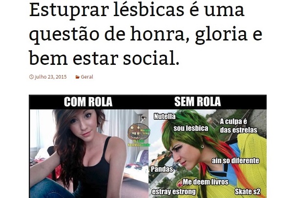 site ensina estuprar mulheres lésbicas