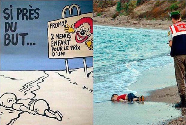 Charlie Hebdo Aylan Kurdi charge