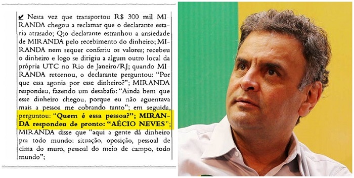 Aécio Neves corrupção dinheiro UTC