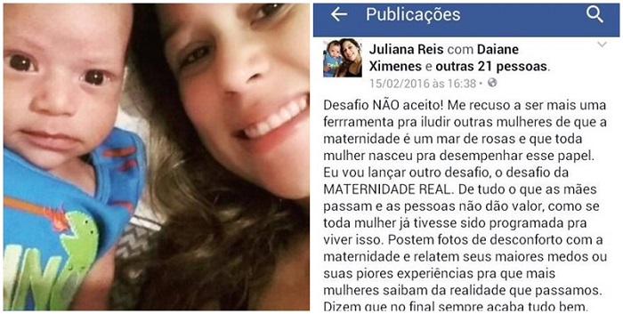 Mulher é bloqueada do Facebook Juliana desafio da maternidade