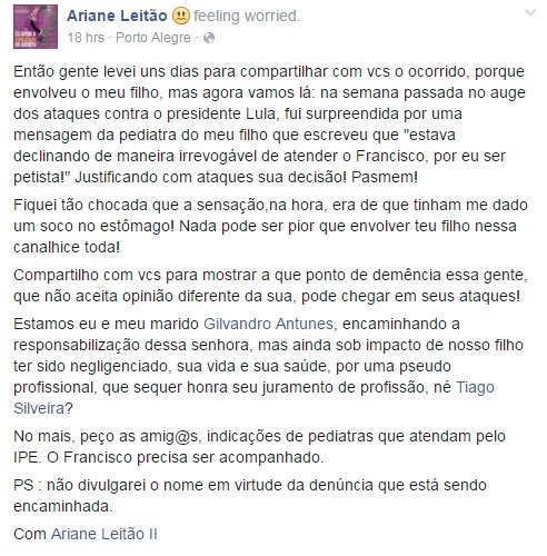 ariane petista médica preconceito