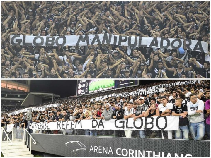 corinthians protesto galvão bueno globo