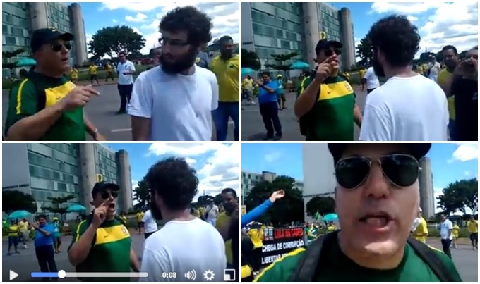 manifestantes cospe fascista protesto dilma