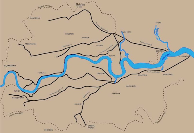 Mapa da rede esgoto londres europa Bazalgette