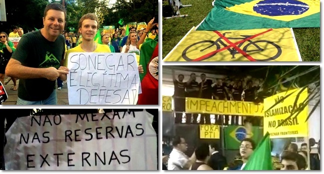 reivindicações direita manifestações impeachment sonegação bicicleta comunismo