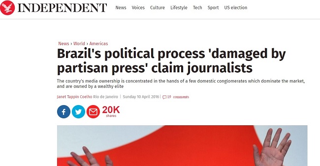 jornal britânico critica imprensa brasil globo manipulação