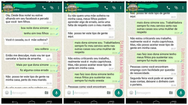 faxineira mãe solteira diálogo demitida