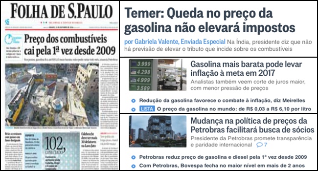 mídia carnaval petrobras diminuição gasolina