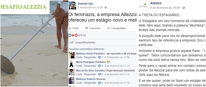 Alezzia estagiário demitido feminazis