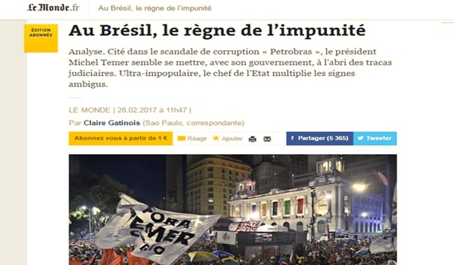 le monde brasil reino da impunidade michel temer