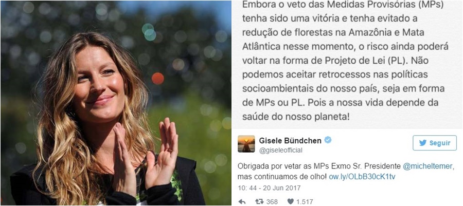 gisele bundchen michel temer veto