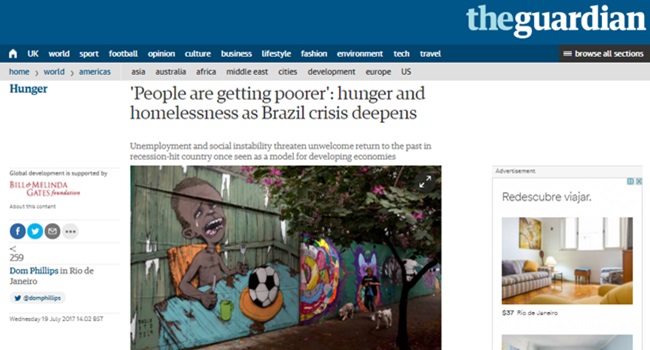 the guardian Brasil pode voltar ao mapa da fome desigualdade políticas públicas