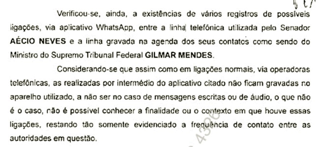 ligações WhatsApp gilmar mendes aécio neves conversas