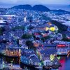 Alesund, Norway (photographed in the middle of the night during the light nights of the summer)