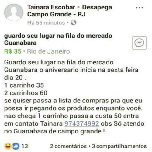 facebook aniversário supermercado guanabara alugar carrinho