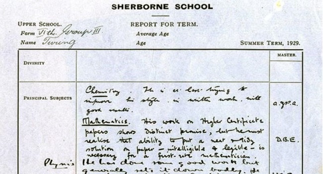 Alan Turing mente mais brilhantes século 20 péssimo boletim escolar 