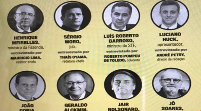 revista veja promove bolsonaro doria huck moro alckmin meirelles