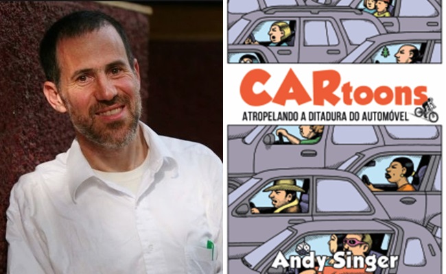 cartunista Andy Singer livro português carros mobilidade urbana bicicleta