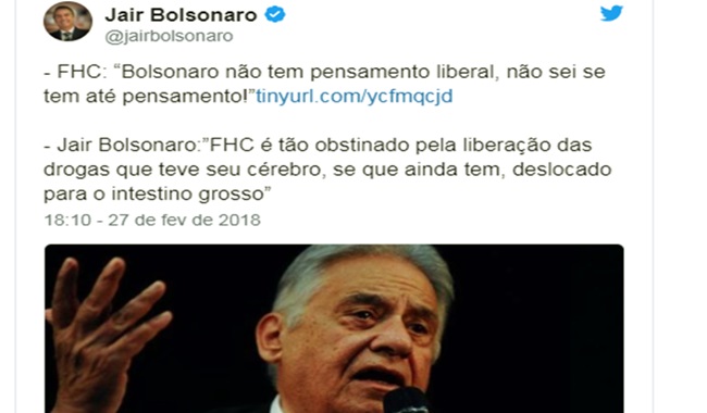 jair bolsonaro e fhc trocam farpas direita eleições 2018