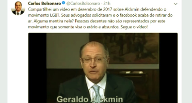 Alckmin exige que filho de bolsonaro exclua facebook 