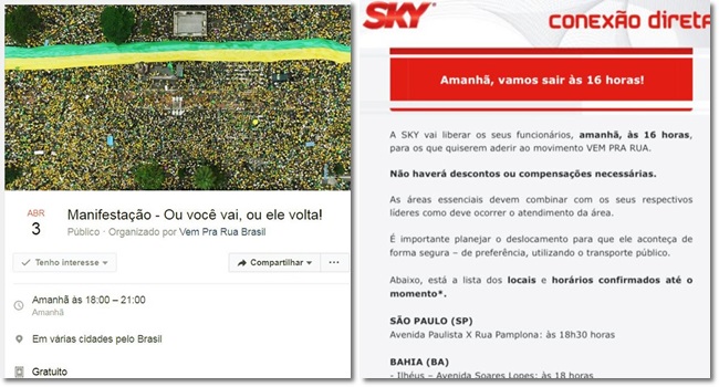 Sky paga seus funcionários ruas contra Lula