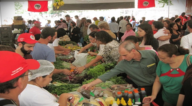 Feira do MST é a maior brasil diversidades alimentos agricultura vegetais