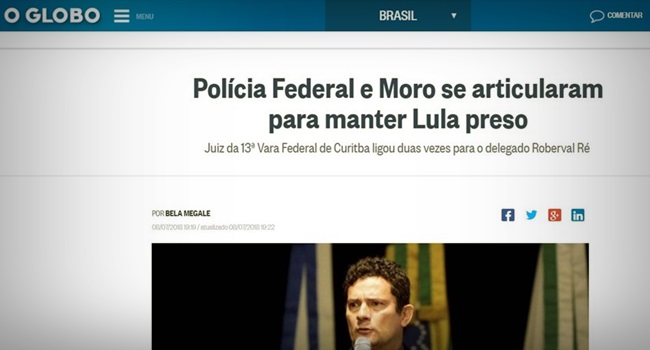 Manchete O Globo usada em representação contra Moro no CNJ