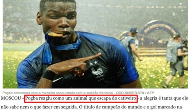 racismo comparar um jogador negro a um animal liberto pogbar frança