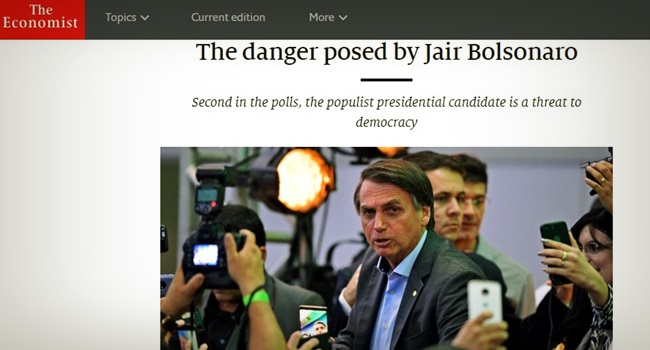 Jair Bolsonaro presidente desastroso the economist mídia