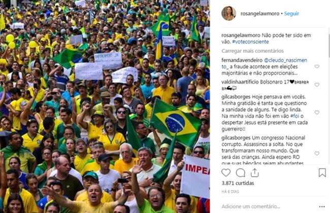 desespero de Rosângela Moro no Instagram eleições pt voto consciente 