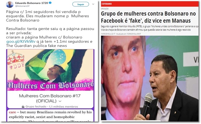 eduardo mourão vice falsas grupo de mulheres anti-Bolsonaro 