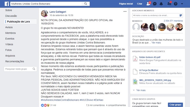 eduardo mourão vice falsas grupo de mulheres anti-Bolsonaro 