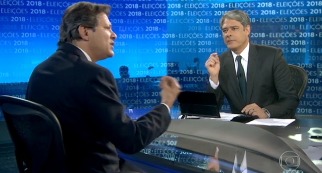 Haddad embate Bonner Jornal Nacional globo eleições 2018