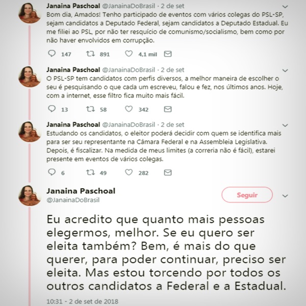 joice hasselmann briga intern psl campanha bolsonaro frota Janaina Paschoal