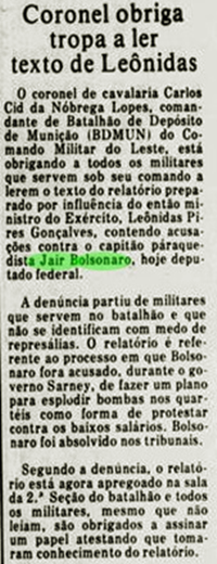 Reputação coronel Bolsonaro no exército era assustadora eleições