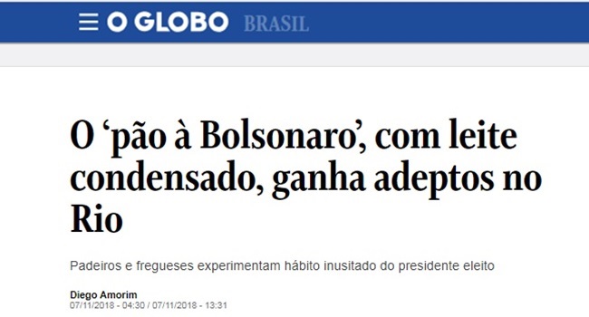 Globo vergonha alheia notícia pão à Bolsonaro propaganda