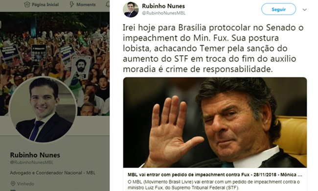 MBL impeachment ministro Luiz Fux auxílio-moradia stf congresso