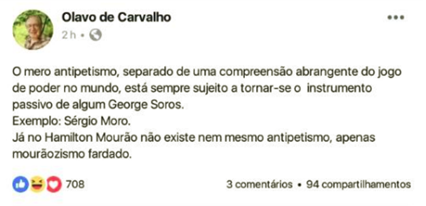 beija mão Sergio Moro em Olavo fim paladino da Justiça