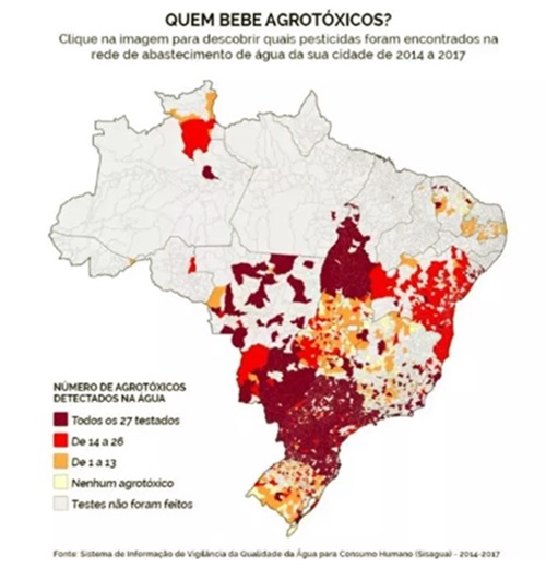 cidades do Brasil coquetel agrotóxicos água potáveis meio ambiente 