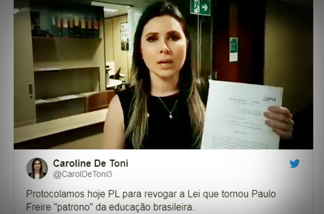 Deputada aluna Olavo de Carvalho destruição Paulo Freire