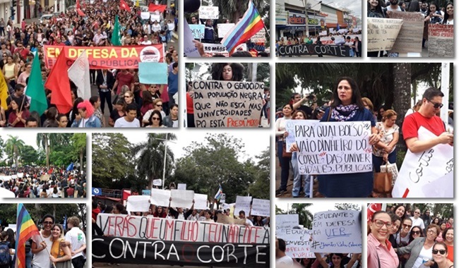 antes e docentes da UFMT-ROO ocupam as ruas em protesto governo bolsonaro corte educação