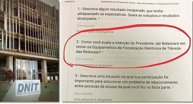 DNIT seleção ideológica trabalhadores questões Bolsonaro